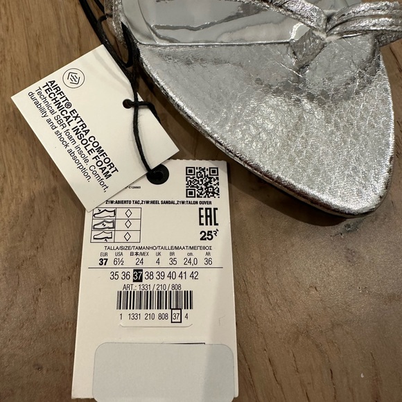 Never Worn Zara Metallic Heeled Sandals US-6.5 - Picture 5 of 5